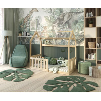 Detská domčeková Montessori posteľ z masívu borovice GOFFY - 160x80 cm - prírodná borovica