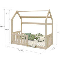 Detská domčeková Montessori posteľ z masívu borovice GOFFY - 160x80 cm - biela