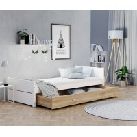 Detská posteľ so šuplíkom TYMON - 200x90 cm - biela/dub craft