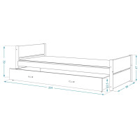 Detská posteľ so šuplíkom TYMON - 200x90 cm - šedá/dub craft
