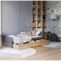 Detská posteľ so šuplíkom TYMON - 200x90 cm - šedá/dub craft
