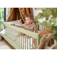 Detská Montessori posteľ z masívu borovice STEVE - 200x90 cm - OLIVOVO ZELENÁ