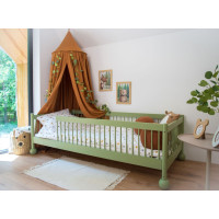 Detská Montessori posteľ z masívu borovice STEVE - 200x90 cm - OLIVOVO ZELENÁ