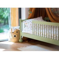 Detská Montessori posteľ z masívu borovice STEVE - 180x80 cm - OLIVOVO ZELENÁ