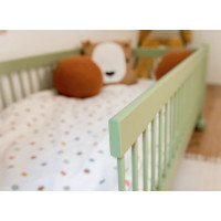 Detská Montessori posteľ z masívu borovice STEVE - 200x90 cm - OLIVOVO ZELENÁ