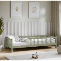 Detská Montessori posteľ z masívu borovice STEVE - 180x80 cm - OLIVOVO ZELENÁ