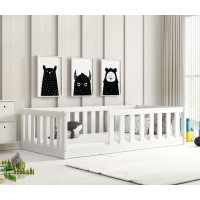 Detská Montessori posteľ z masívu borovice BELLA 160x80 cm - biela