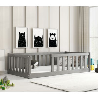 Detská Montessori posteľ z masívu borovice BELLA 160x80 cm - grafitová