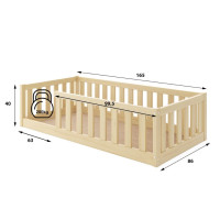 Detská Montessori posteľ z masívu borovice BELLA 160x80 cm - bez povrchových úprav