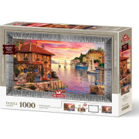 ART PUZZLE Puzzle s rámom a lepidlom 3v1 Stredomorský prístav 1000 dielikov