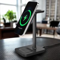 Solight stolná nabíjačka 3v1, Qi2, MagSafe kompatibilná