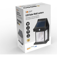 Solight LED solárny lampáš nástenný, teplá biela, 12x17cm, čierna