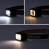 Solight LED čelové nabíjacie svietidlo, 170lm, teplé + studené svetlo, Li-Ion
