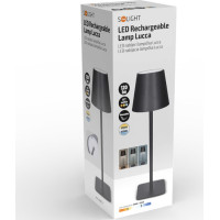 Solight LED nabíjacia lampička Lucca, 120lm, zmena CCT, stmievanie, čierna