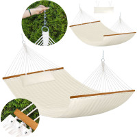 Závesná hojdacia sieť LUMO PREMIUM DUO prešívaná - 200x140 cm - ecru