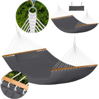 Závesná hojdacia sieť LUMO PREMIUM DUO prešívaná - 200x140 cm - šedá