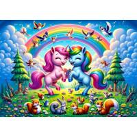 ART PUZZLE Puzzle Jednorožce s dúhou 25 dielikov