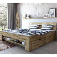 Posteľ z masívu duba cink FRED CUBE so šuplíkmi 200x180 cm