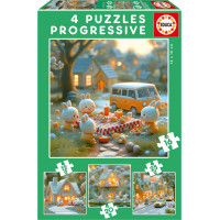 EDUCA Puzzle Králičie mesto 4v1 (12,16,20,25 dielikov)