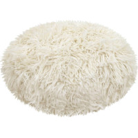 Dekoratívny okrúhly vankúš FLUFFY - 35 cm - biely