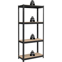 Policový regál - 4 police - 174x80x40 cm - čierny