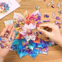 RoboTime Drevené puzzle Kvetinová mandala