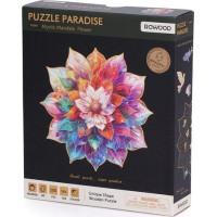 RoboTime Drevené puzzle Kvetinová mandala