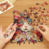 RoboTime Drevené puzzle Mačacie kráľ