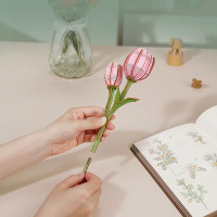 RoboTime 3D drevená skladačka Ružový tulipán
