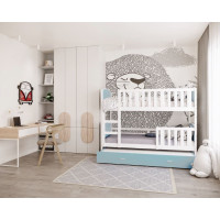 Detská poschodová posteľ s prístelkou TAMI Q - 200x90 cm - modro-biela