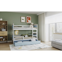 Detská poschodová posteľ so zásuvkou MATTEO - 160x80 cm - modro-biela