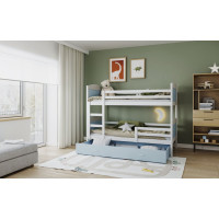 Detská poschodová posteľ so zásuvkou MATTEO - 200x90 cm - modro-biela