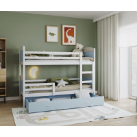 Detská poschodová posteľ so zásuvkou MATTEO - 200x90 cm - modro-biela