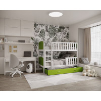 Detská poschodová posteľ so zásuvkou TAMI Q - 200x90 cm - zeleno-biela