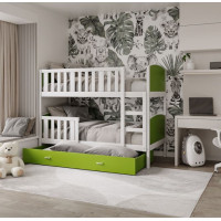 Detská poschodová posteľ so zásuvkou TAMI Q - 200x90 cm - zeleno-biela