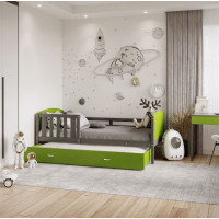 Detská posteľ s prístelkou TAMI R2 - 200x90 cm - zeleno-šedá
