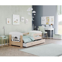 Detská posteľ so zásuvkou PHILIP - 180x80 cm - sonoma / želvička