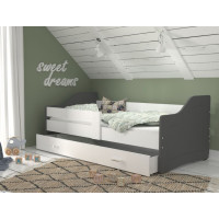 Detská posteľ so zásuvkou SWEET - 180x80 cm - bielo-šedá