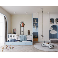 Detská posteľ so zásuvkou TAMI R - 200x90 cm - modro-biela