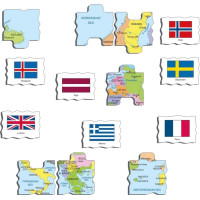Larsen Vzdelávacie puzzle Európa Mapa a vlajky 70 dielikov