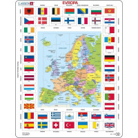 Larsen Vzdelávacie puzzle Európa Mapa a vlajky 70 dielikov