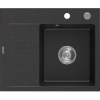 Kuchynský granitový drez GASPAR - 60 x 50 cm - čierny/strieborný metalický, 6523605000-73