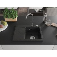 Kuchynský granitový drez GASPAR - 60 x 50 cm - čierny/strieborný metalický, 6523605000-73
