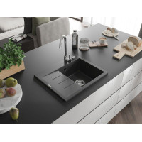Kuchynský granitový drez GASPAR - 60 x 50 cm - čierny kropenatý, 6523605000-76