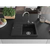 Kuchynský granitový drez GASPAR - 60 x 50 cm - čierny, 6523605000-77