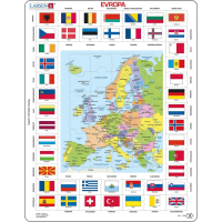 LARSEN Puzzle Mapy Európy a vlajky 70 dielikov
