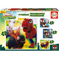 EDUCA Puzzle Spidey a jeho úžasní priatelia: Dino-web 4v1 (12,16,20,25 dielikov)