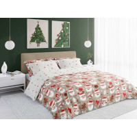 Posteľné obliečky z mikrovlákna HOLLY JOLLY Santa Claus - biele / béžové - 160x200 cm