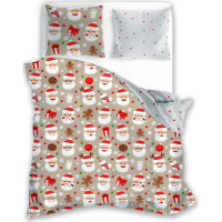 Posteľné obliečky z mikrovlákna HOLLY JOLLY Santa Claus - biele / béžové - 160x200 cm