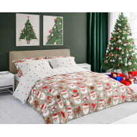 Posteľné obliečky z mikrovlákna HOLLY JOLLY Santa Claus - biele / béžové - 160x200 cm